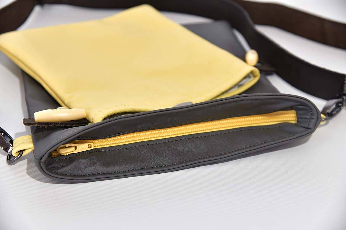 Ledertasche Ben dia pastellgelb / anthrazit