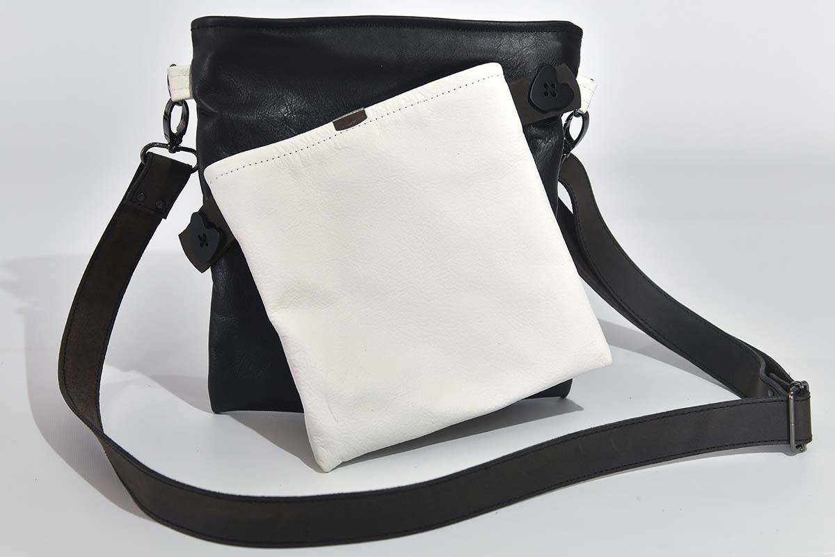Ledertasche Ben dia schwarz / weiß
