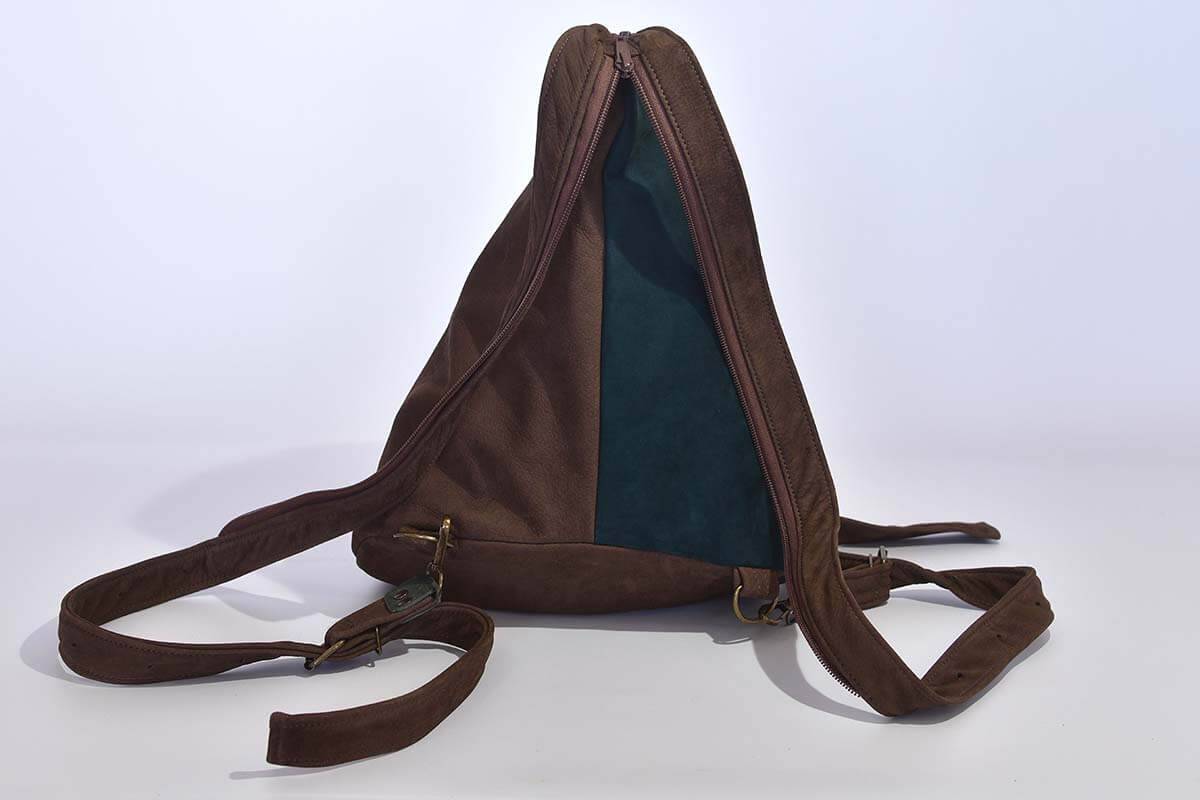 Lederrucksack Modell Tim tannengrün / braun