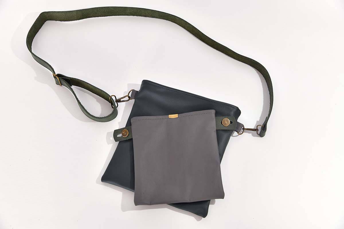 Ledertasche Ben dia dunkelgrün / anthrazit