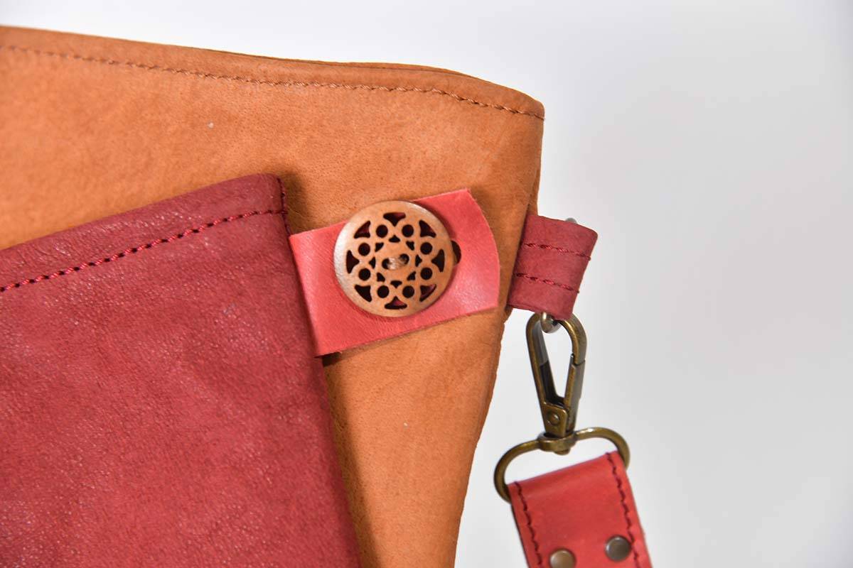 Ledertasche Ben dia braun / rot