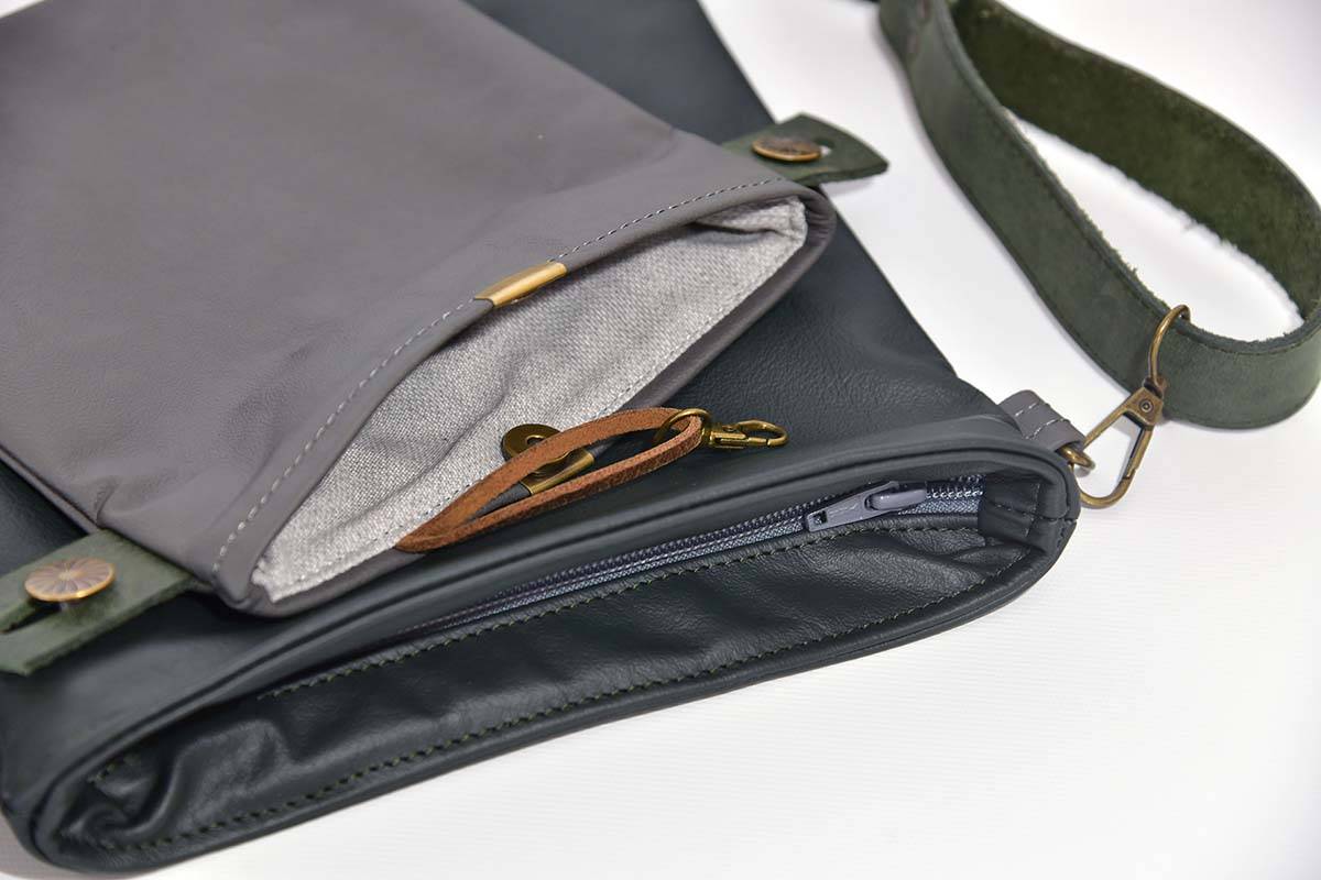 Ledertasche Ben dia dunkelgrün / anthrazit