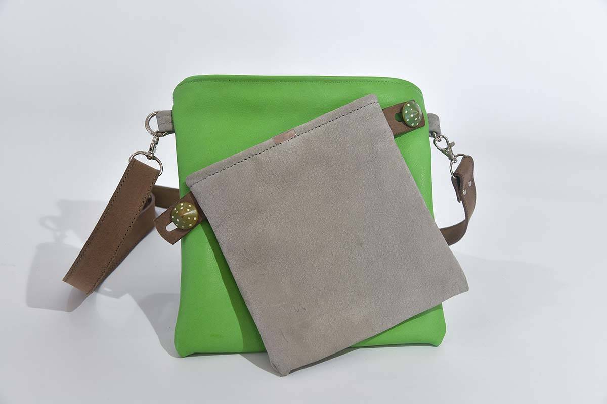 Ledertasche Ben dia hellgrün / grau
