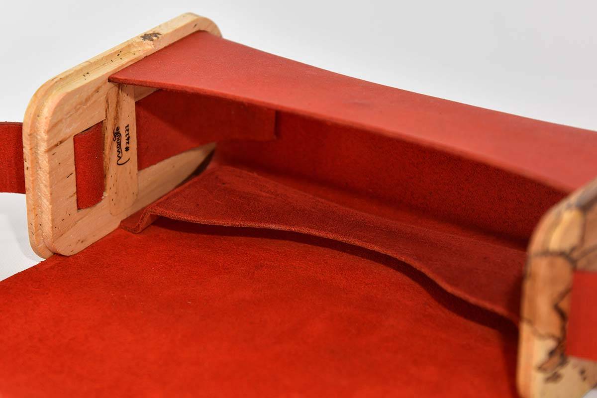 Holz-Ledertasche Modell Timo S gestocktes Buchenholz, Wasserbüffel-Dickleder orange