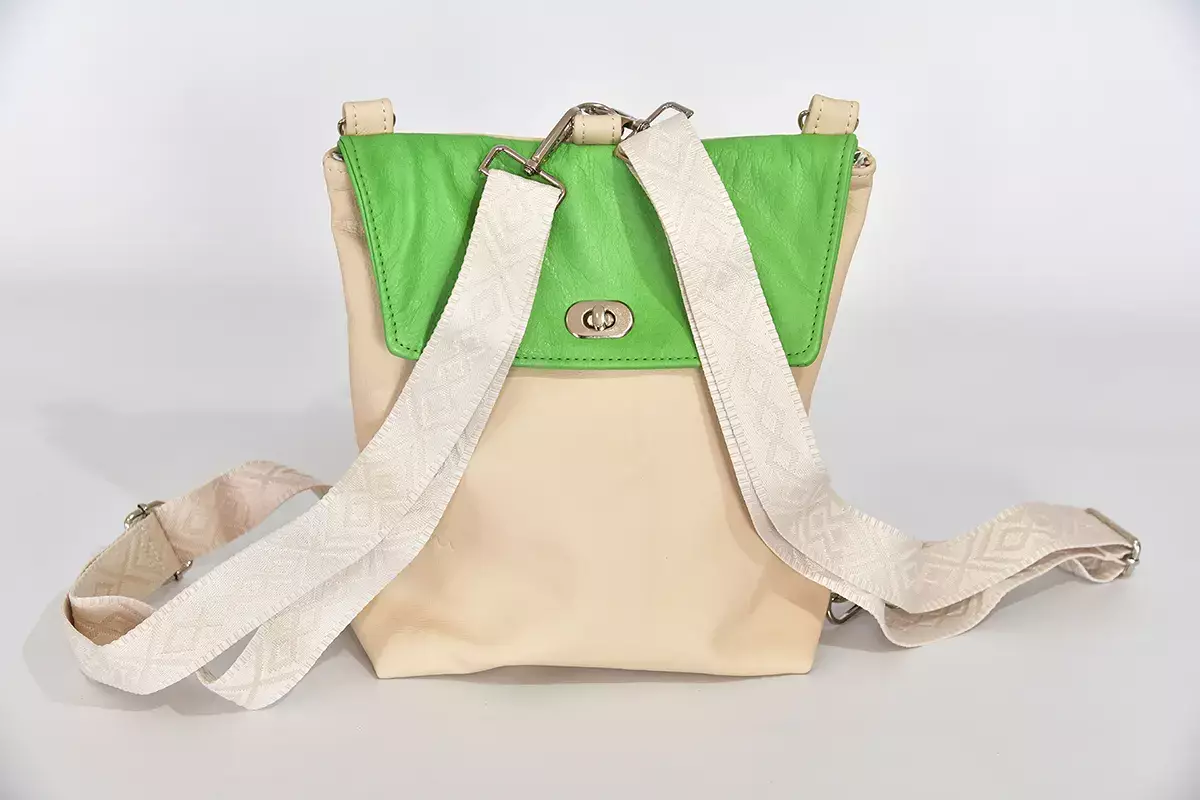 Lederrucksack Ainhoa M eierschale und apfelgrün
