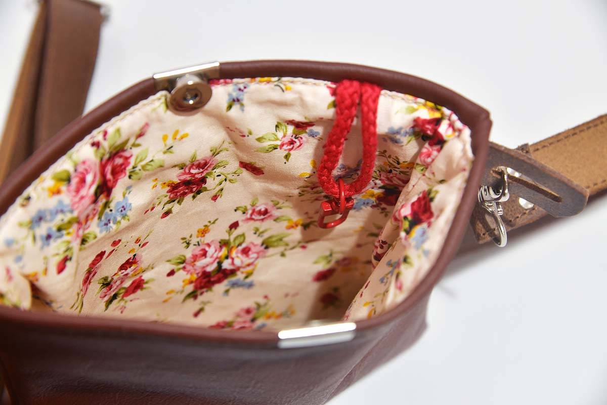 Ledertasche Ben dia rot / dunkelbraun