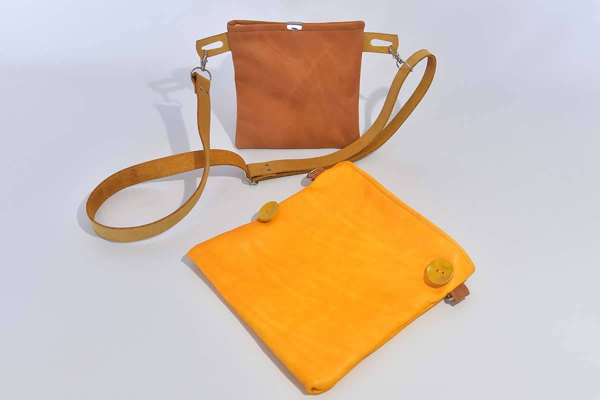 Ledertasche Ben dia hellbraun / sonnengelb