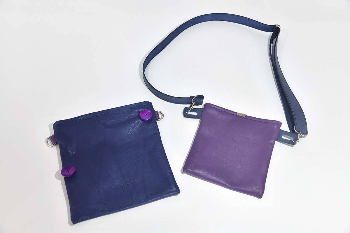Ledertasche Ben dia lila / dunkelblau