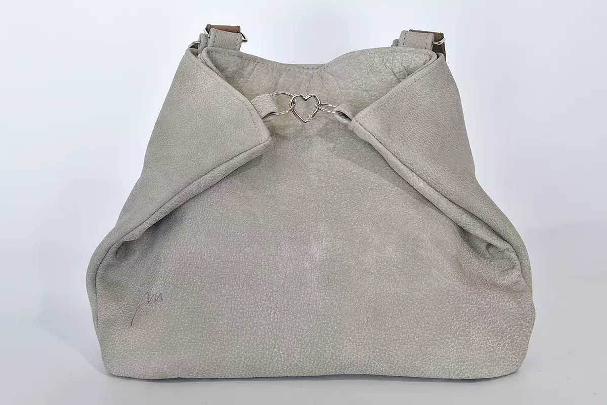 Handgefertige Ledertasche Sarah S Wasserbüffel-Nubuleder vintage grau