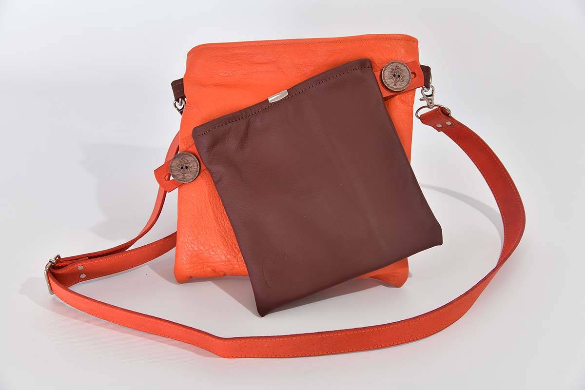 Ledertasche Ben dia braun / orange