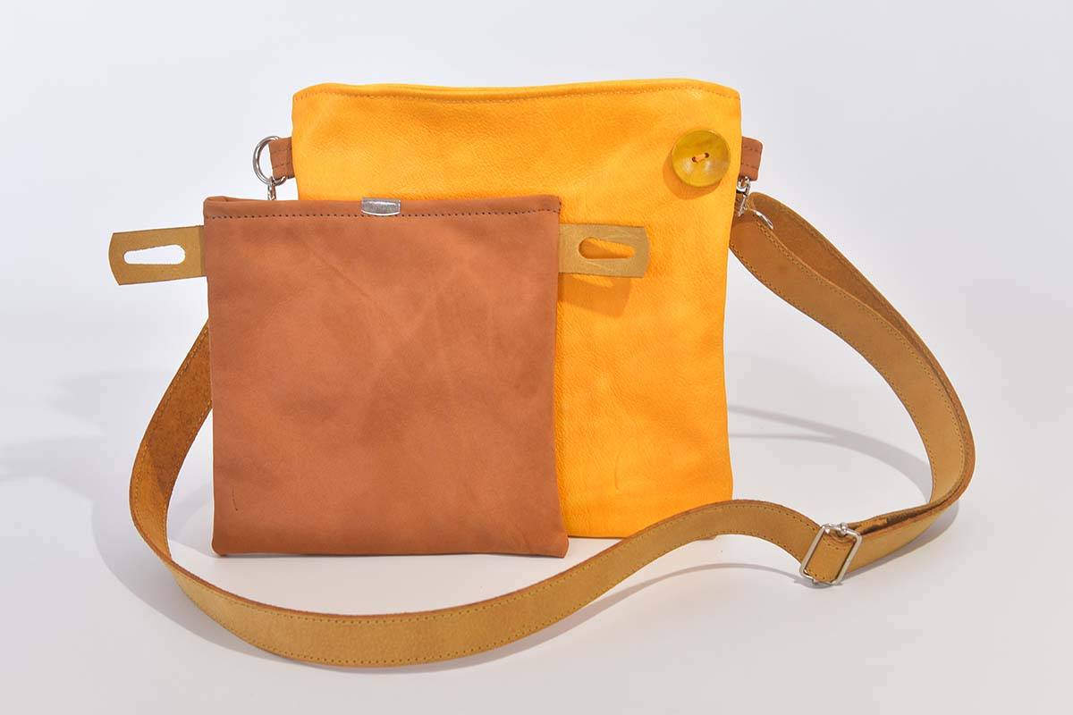 Ledertasche Ben dia hellbraun / sonnengelb