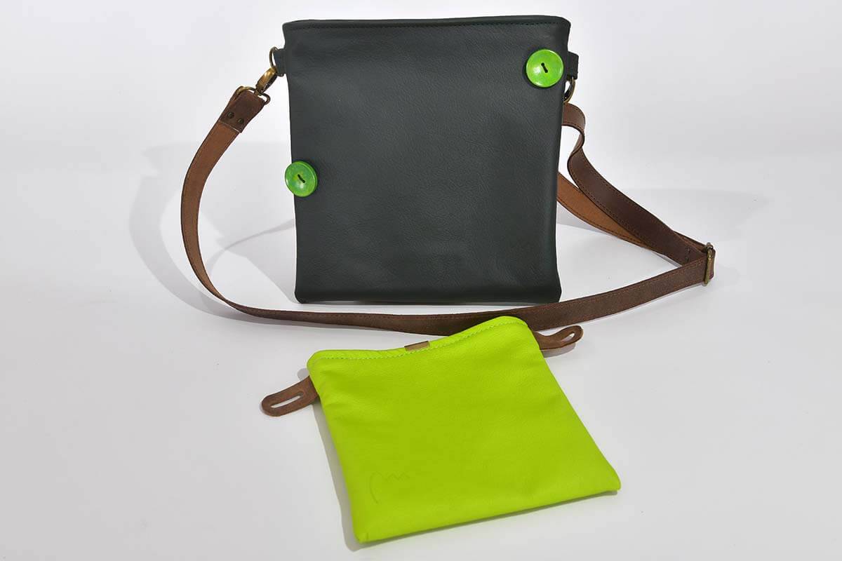 Ledertasche Ben dia dunkelgrün / hellgrün