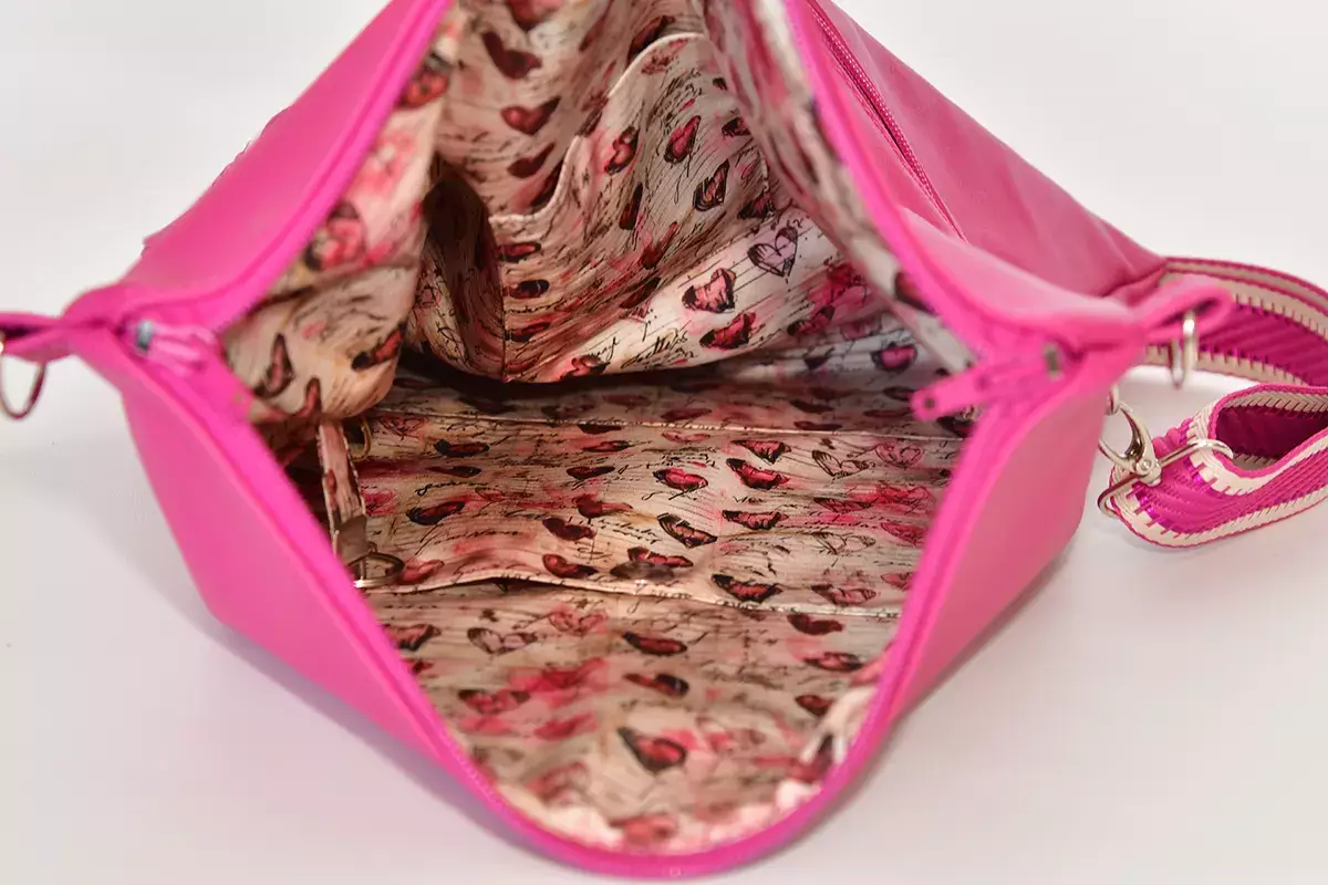 Handgefertigte Ledertasche pink Sam flex