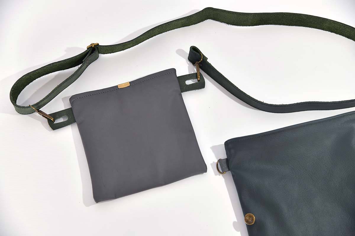 Ledertasche Ben dia dunkelgrün / anthrazit