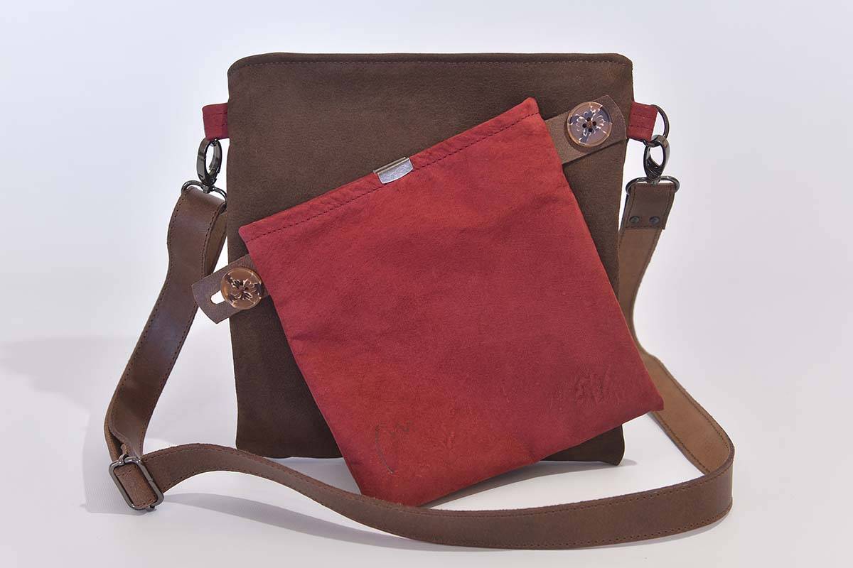 Ledertasche Ben dia dunkelbraun / weinrot