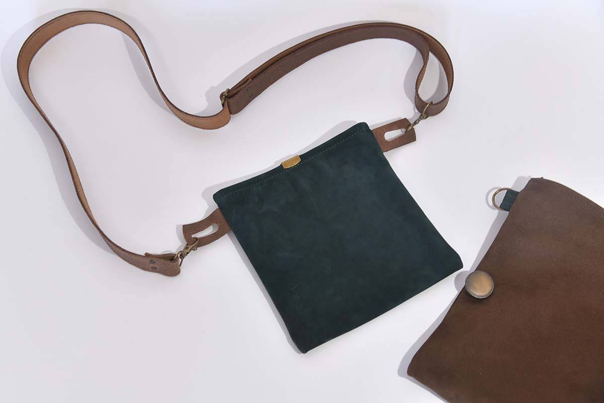 Ledertasche Ben dia braun / dunkelgrün
