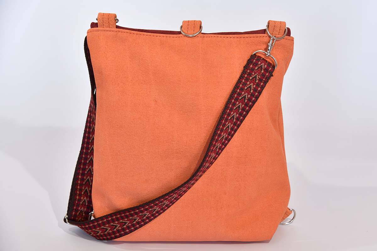 Lederrucksack Ainhoa M orange und weinrot