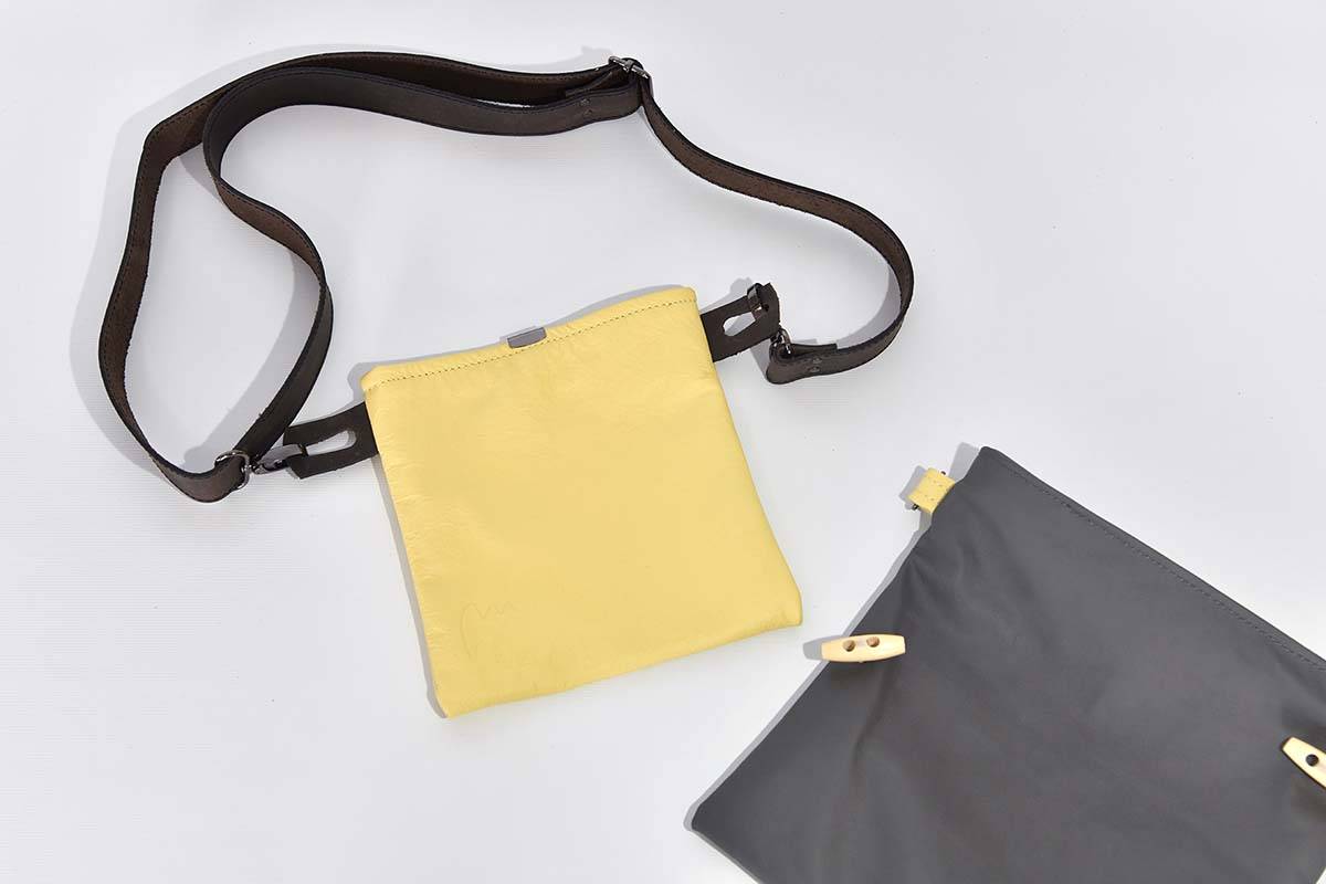 Ledertasche Ben dia pastellgelb / anthrazit