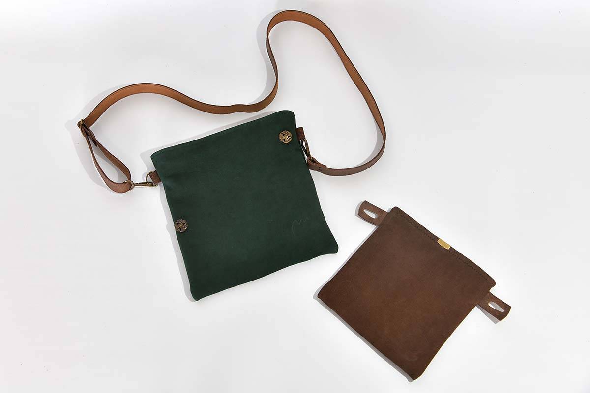 Ledertasche Ben dia braun / dunkelgrün