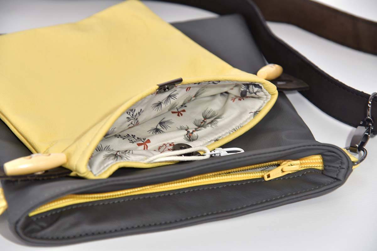 Ledertasche Ben dia pastellgelb / anthrazit