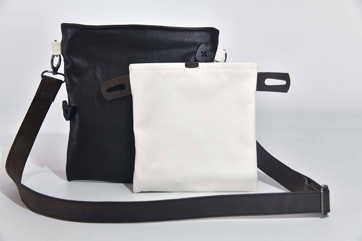 Ledertasche Ben dia schwarz / weiß