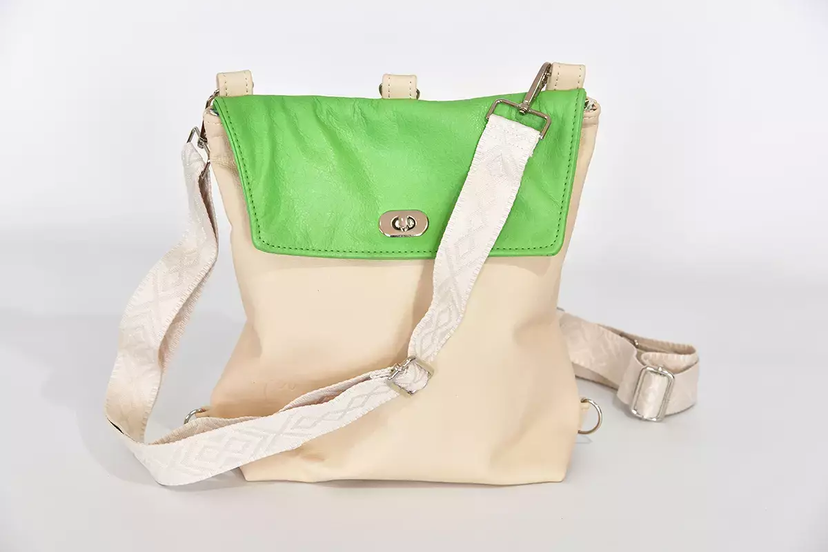 Lederrucksack Ainhoa M eierschale und apfelgrün
