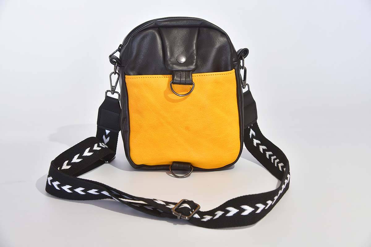 Ledertasche Modell Adrian gelb, schwarz
