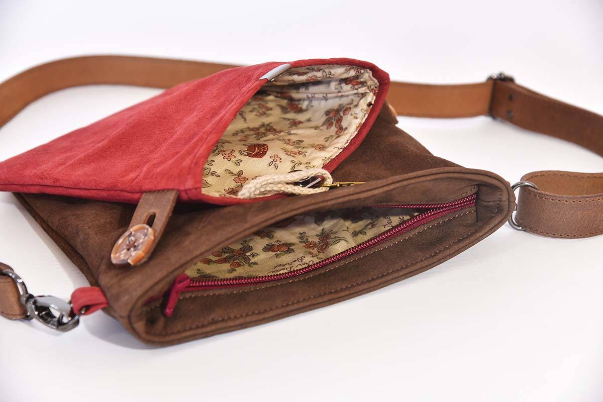 Ledertasche Ben dia dunkelbraun / weinrot