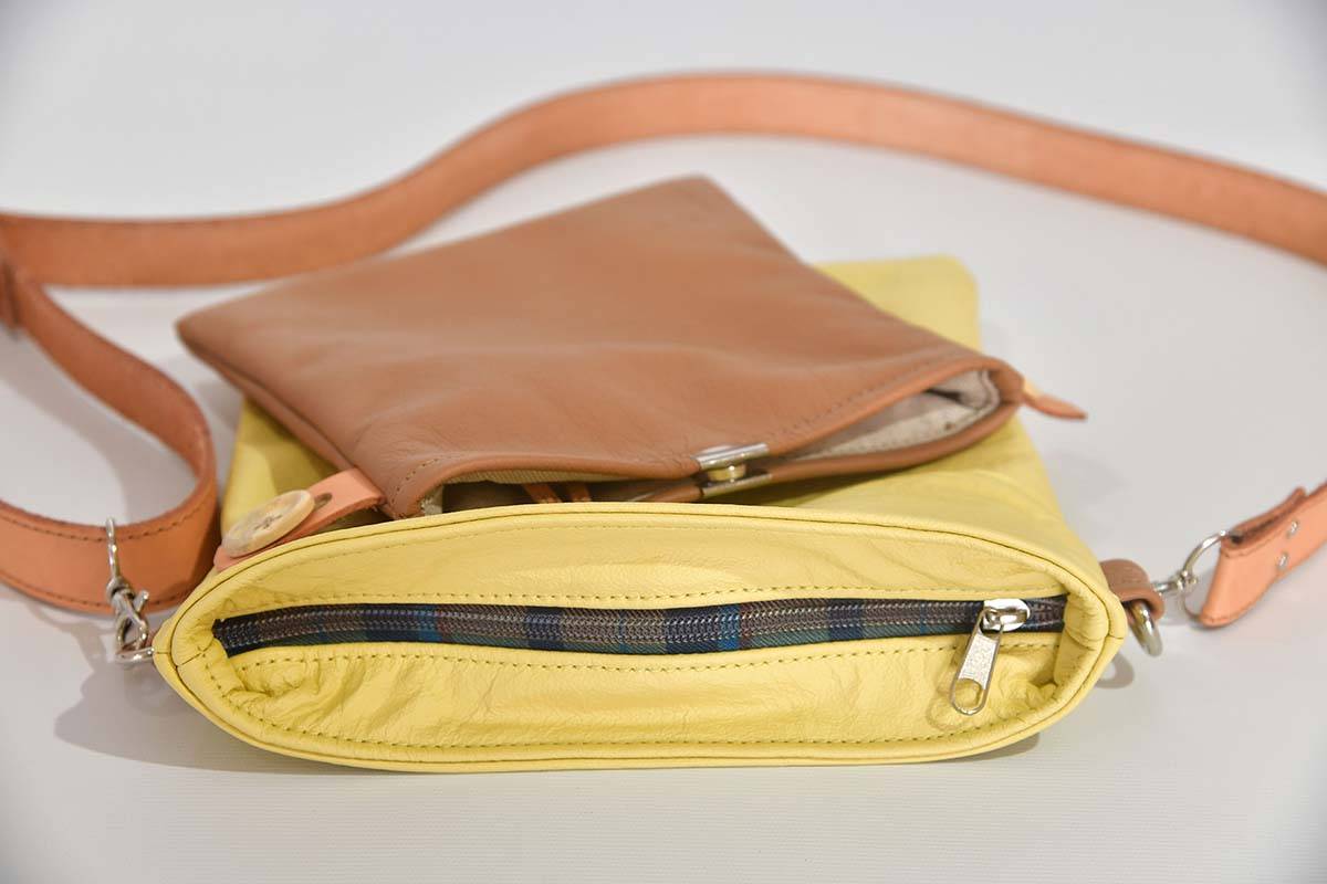 Ledertasche Ben dia cognac / hellgelb