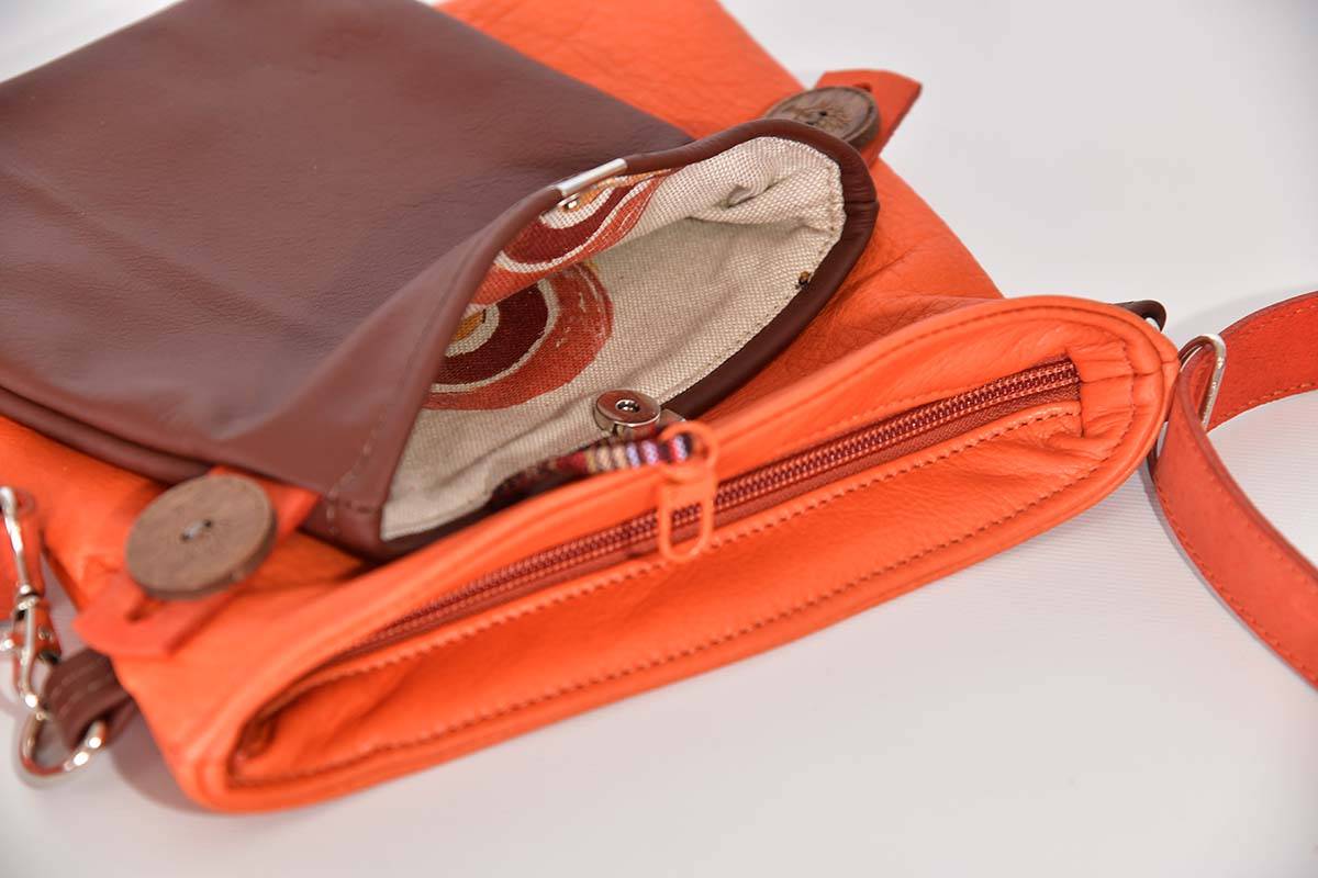 Ledertasche Ben dia braun / orange