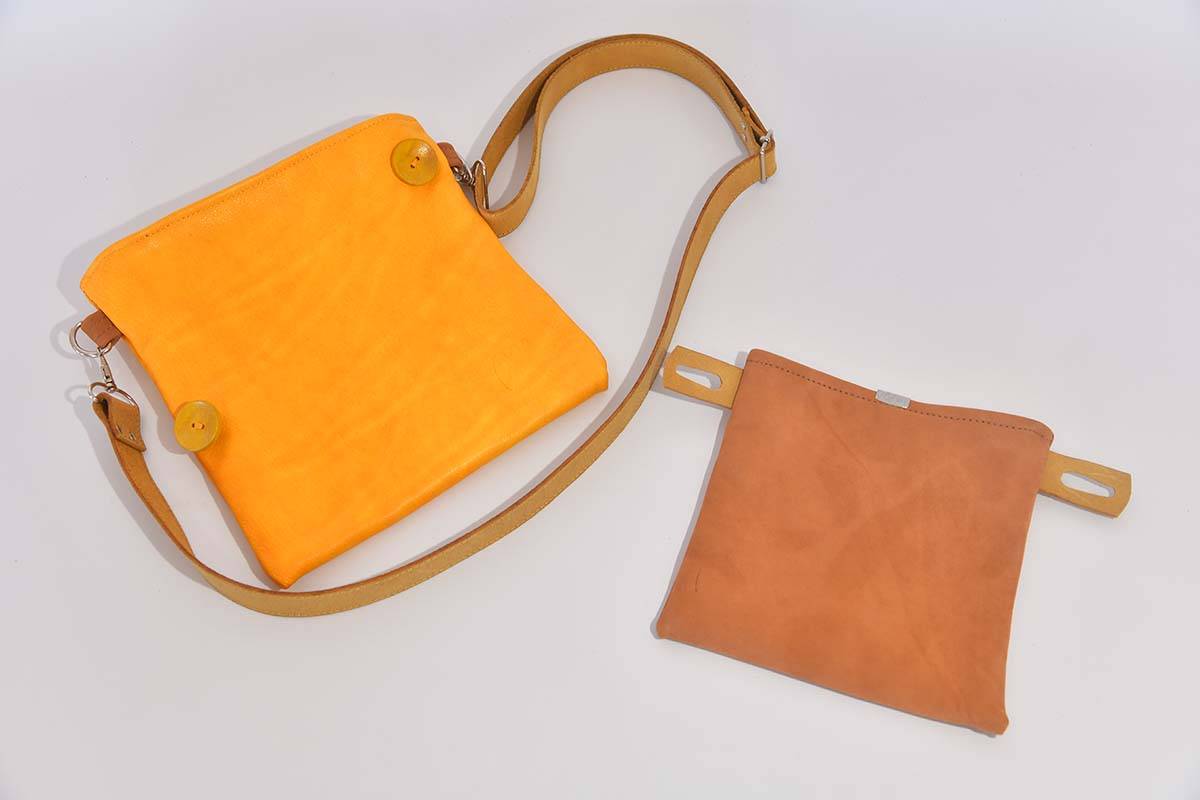 Ledertasche Ben dia hellbraun / sonnengelb