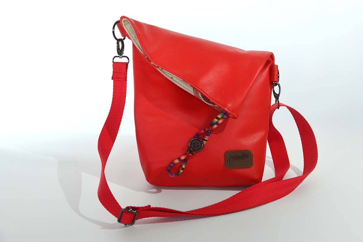 Ledertasche Modell Sam blando mohnrot