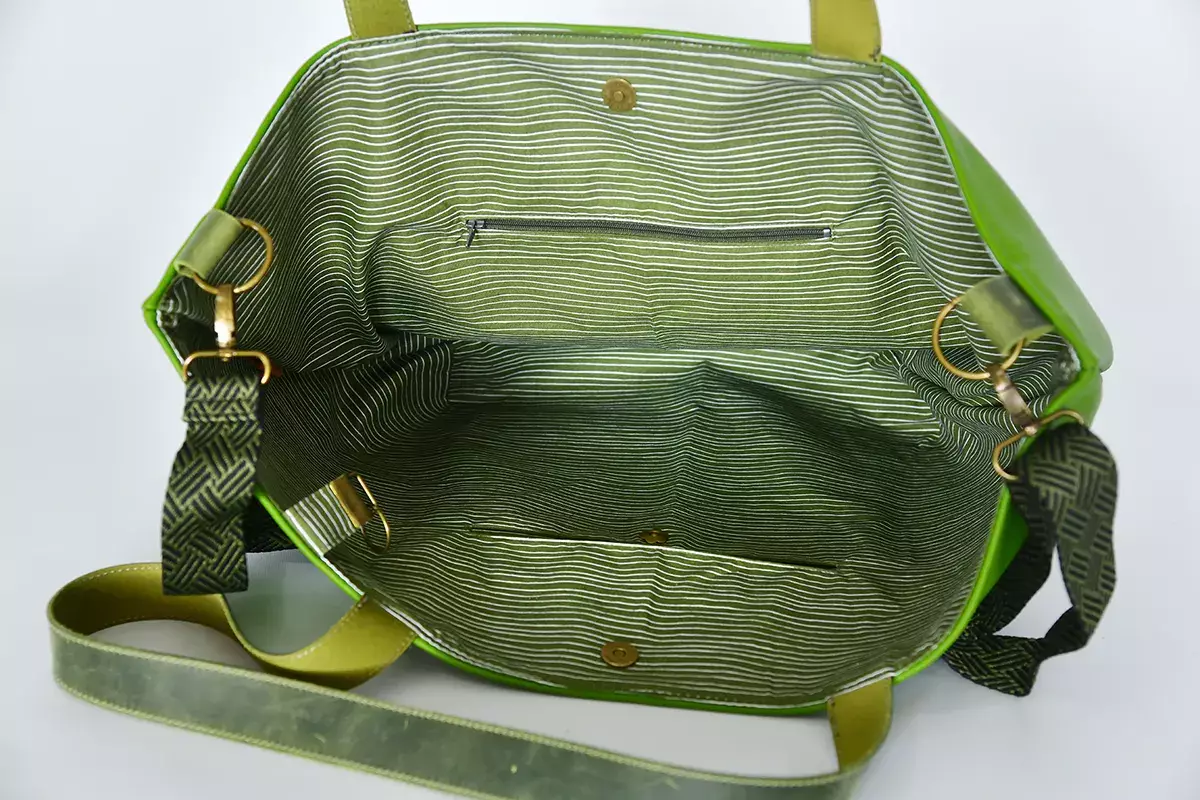 Handgefertigte Ledertasche Sarah Playa apfelgrün