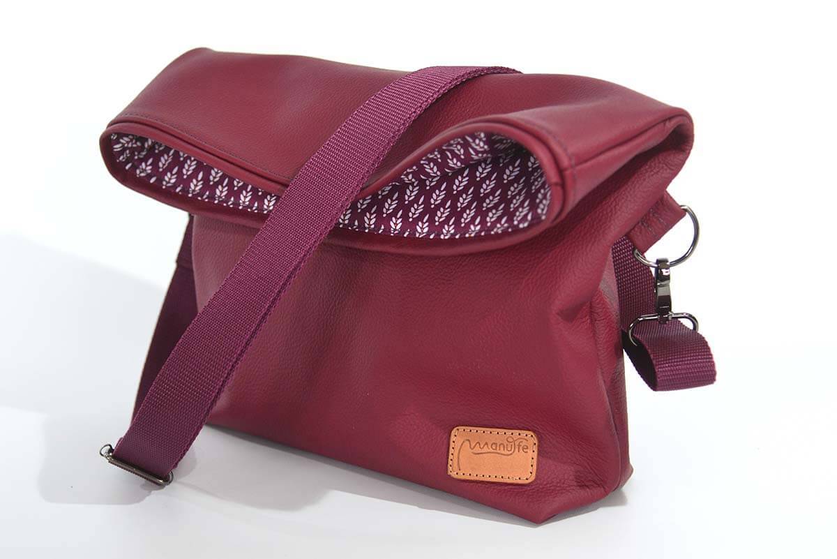 Ledertasche Modell Sam weinrot
