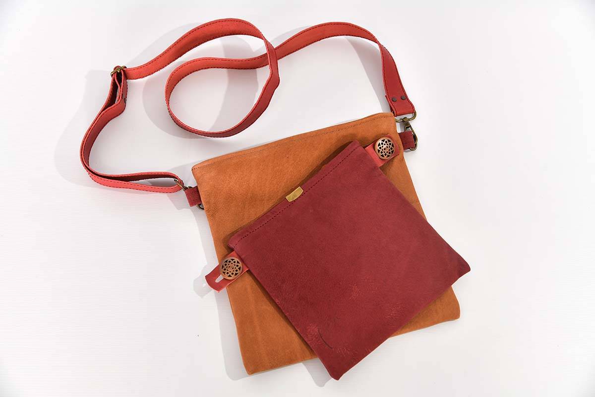 Ledertasche Ben dia braun / rot