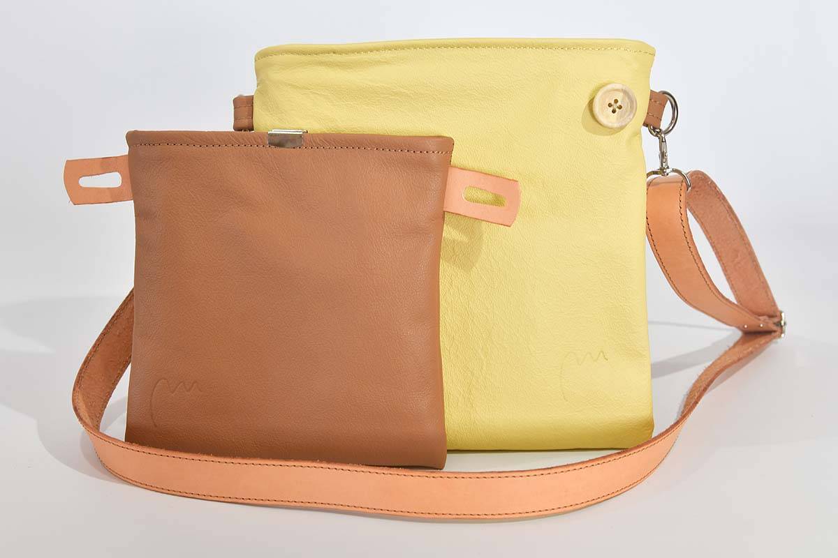 Ledertasche Ben dia cognac / hellgelb