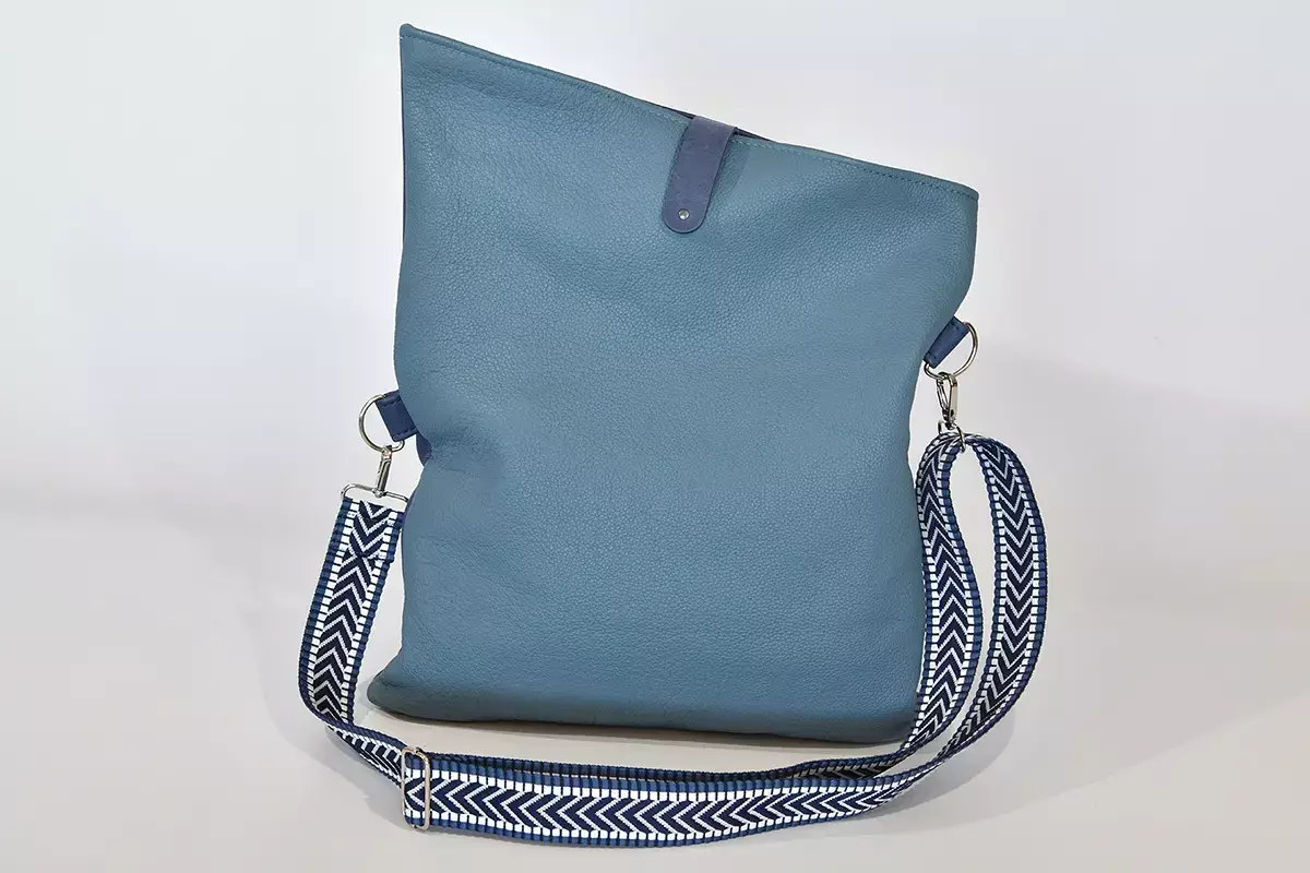 Handgefertigte Ledertasche Sam dia blau und lagune Sam dia