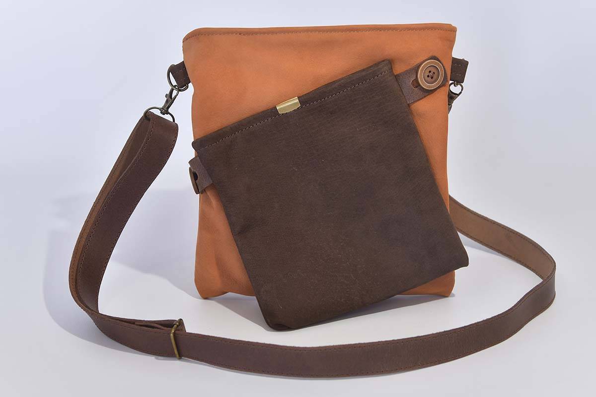 Ledertasche Ben dia hellbraun / dunkelbraun