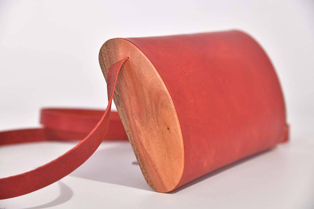 Holz-Ledertasche Modell Jenny rot
