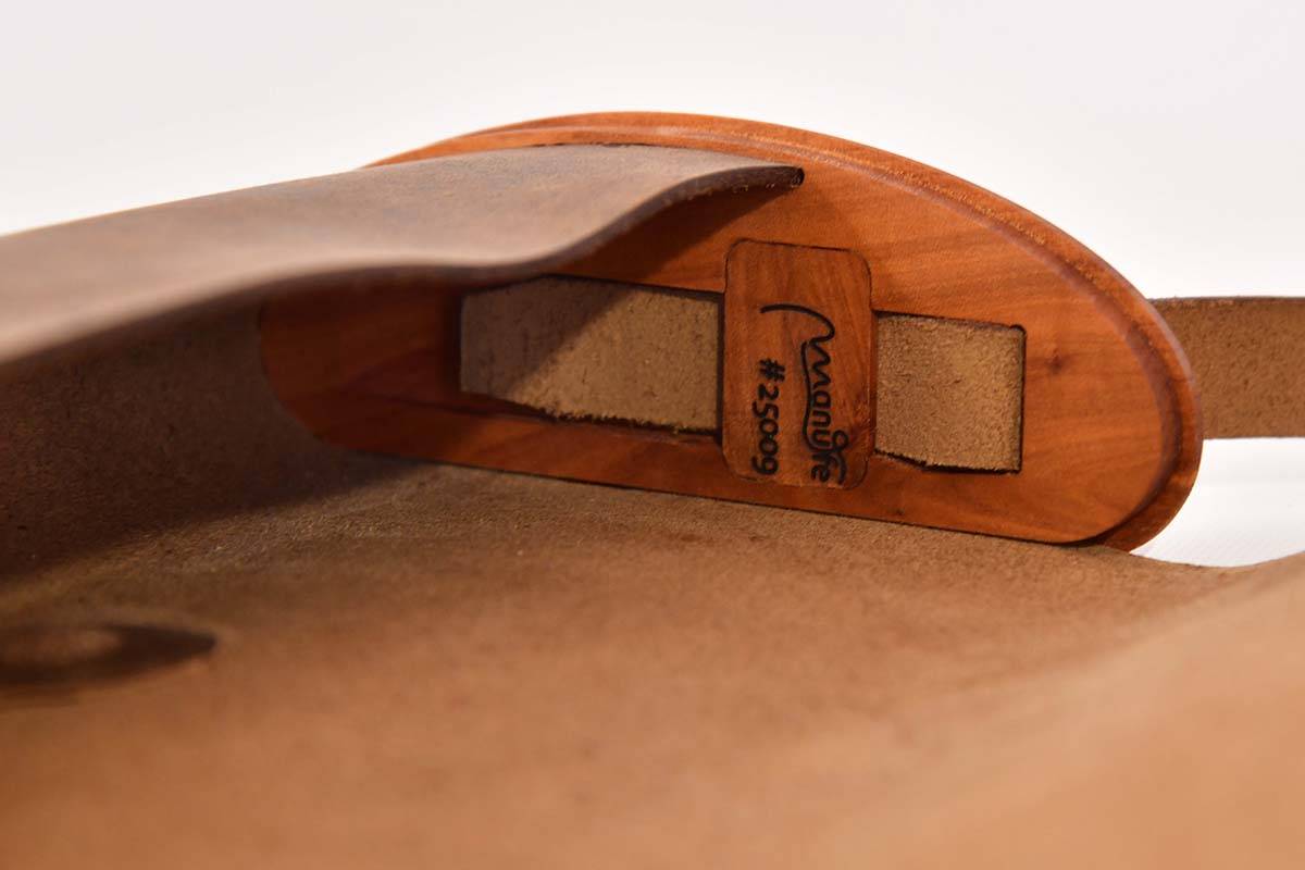 Holz-Ledertasche Modell Jenny braun, Sauerkirschholz