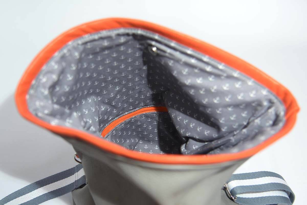 Ledertasche Modell Sam grau und orange