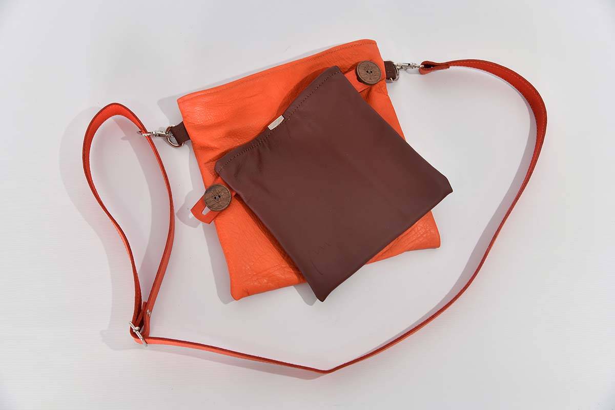 Ledertasche Ben dia braun / orange