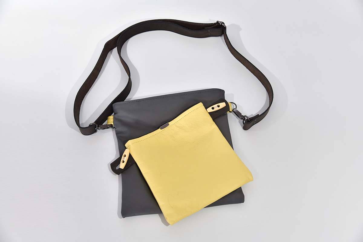 Ledertasche Ben dia pastellgelb / anthrazit