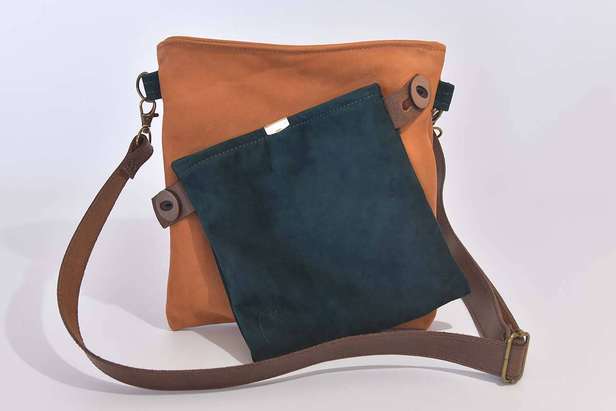 Ledertasche Ben dia cognac / dunkelgrün