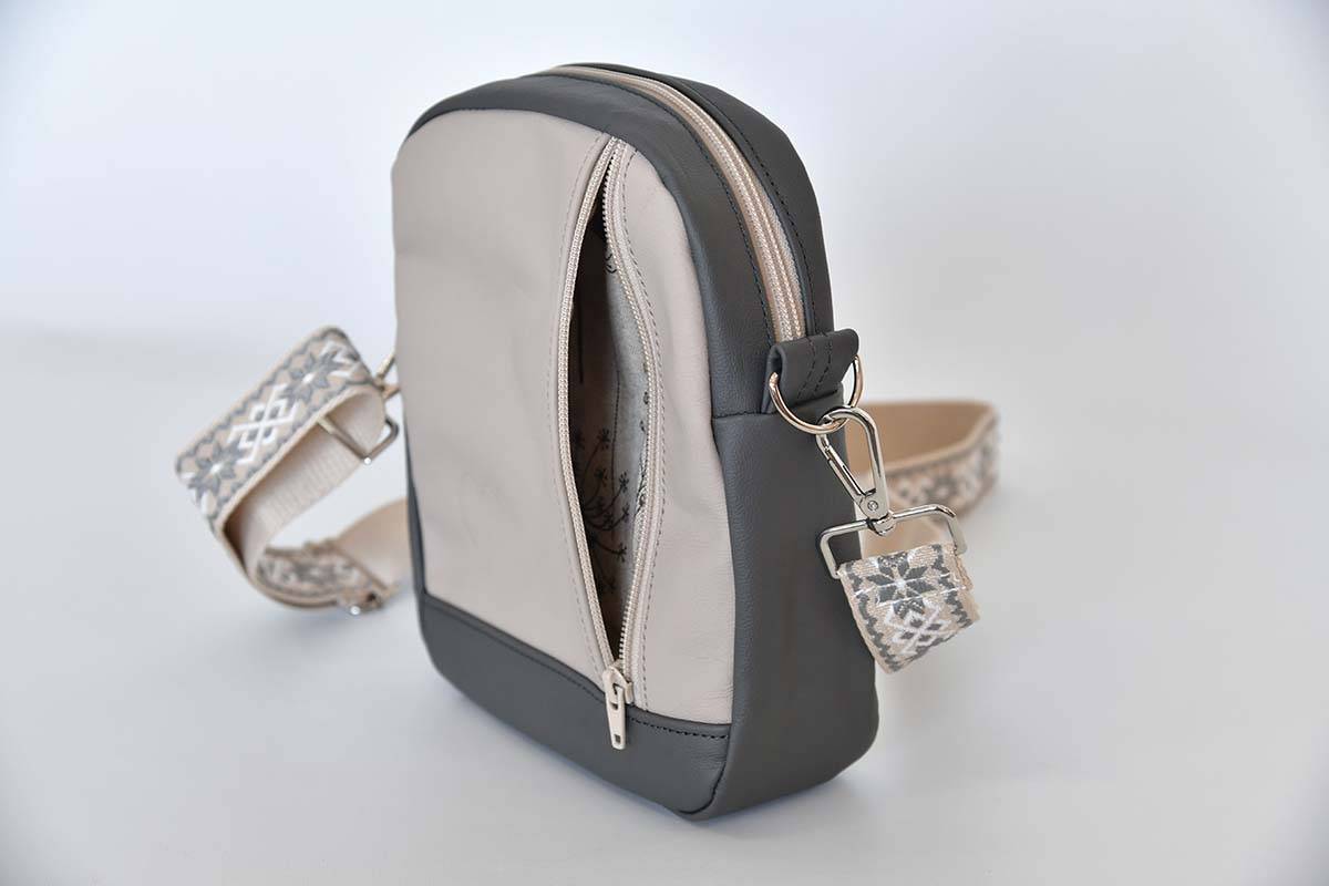 Schultertasche Modell Adrian anthrazit / grau