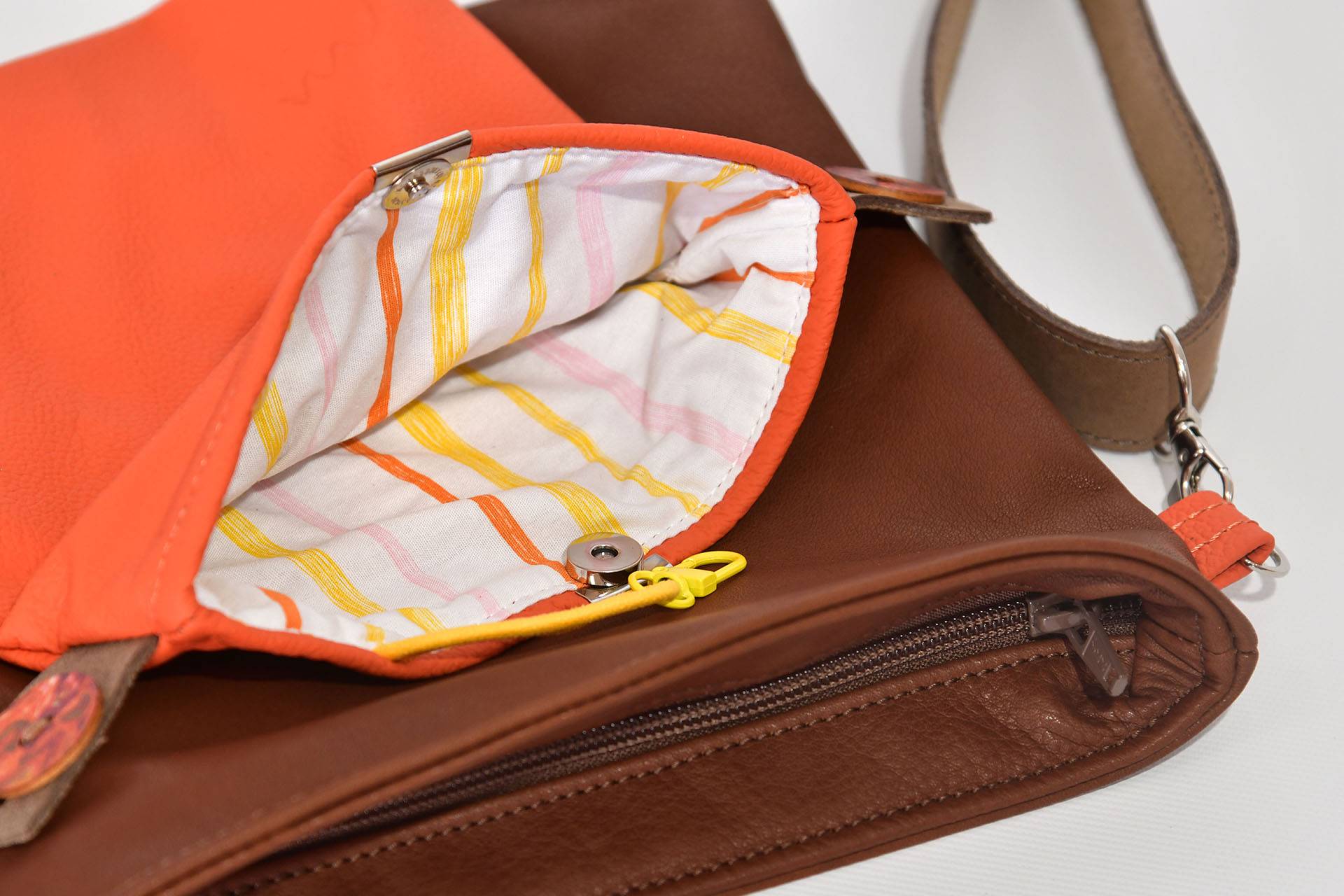 Ledertasche Ben dia braun / orange