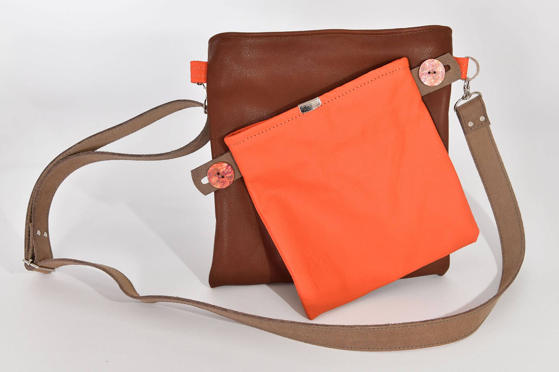 Ledertasche Ben dia braun / orange